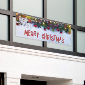 冬のオーナメントメリークリスマスアウトドア 横断幕 (ビルの外側)