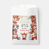 冬のオーネダーランドかわいい冬の動物誕生日 フェイバーバッグ (正面)