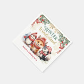 冬のオーネダーランドかわいい雪動物誕生日 スタンダードカクテルナプキン (角)