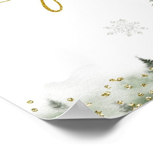 冬のオーネダーランドの森の誕生日カードと贈り物 ポスター (角)