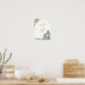 冬のオーネダーランドの森の誕生日カードと贈り物 ポスター (キッチン)