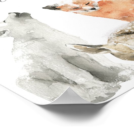 冬のオーネダーランドの森林の動物の食品の看板 ポスター (角)