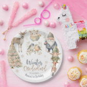 冬のオーネダーランドグリッター素晴らしい誕生日 ペーパープレート (パーティー)