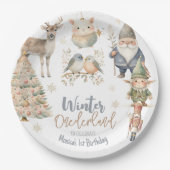 冬のオーネダーランドグリッター素晴らしい誕生日 ペーパープレート (正面)