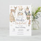 冬のオーネダーランドグリッター素晴らしい誕生日 招待状 (スタンド正面)