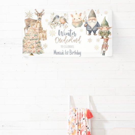 冬のオーネダーランドグリッター素晴らしい誕生日 横断幕 (インサイチュ)