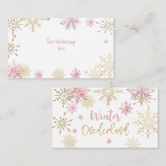 冬のオーネダーランドグリッター雪の結晶の誕生日 エンクロージャーカード (正面/裏面)