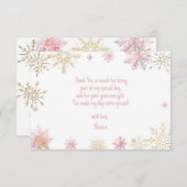 冬のオーネダーランドグリッター雪の結晶の誕生日 サンキューカード (正面/裏面)