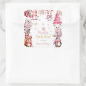 冬のオーネダーランドグリッター雪の結晶の誕生日 スクエアシール (バッグ)