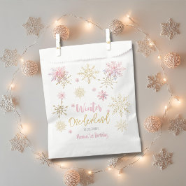 冬のオーネダーランドグリッター雪の結晶の誕生日 フェイバーバッグ