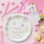 冬のオーネダーランドグリッター雪の結晶の誕生日 ペーパープレート (パーティー)