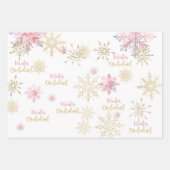 冬のオーネダーランドグリッター雪の結晶の誕生日 ラッピングペーパーシート (正面2)