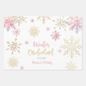 冬のオーネダーランドグリッター雪の結晶の誕生日 ラッピングペーパーシート (正面)