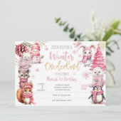 冬のオーネダーランドグリッター雪の結晶の誕生日 招待状 (スタンド正面)