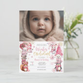 冬のオーネダーランドグリッター雪の結晶の誕生日 招待状 (スタンド正面)