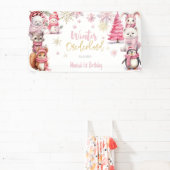 冬のオーネダーランドグリッター雪の結晶の誕生日 横断幕 (インサイチュ)