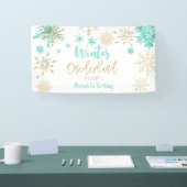 冬のオーネダーランドグリッター雪の結晶の誕生日 横断幕 (トレードショー)