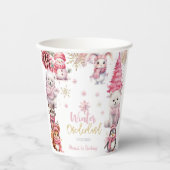 冬のオーネダーランドグリッター雪の結晶の誕生日 紙コップ (正面)