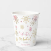 冬のオーネダーランドグリッター雪の結晶の誕生日 紙コップ (裏面)