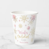冬のオーネダーランドグリッター雪の結晶の誕生日 紙コップ (正面)