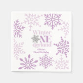 冬のオーネダーランドパープルスノーフレーク1st誕生日 スタンダードカクテルナプキン (正面)