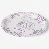 冬のオーネダーランドパープルスノーフレーク1st誕生日 ペーパープレート (アングル)