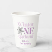 冬のオーネダーランドパープルスノーフレーク1st誕生日 紙コップ (正面)