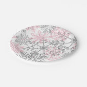 冬のオーネダーランドピンクシルバースノーフレーク ペーパープレート (アングル)