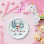 冬のオーネダーランドファースト誕生日かわいいクマの森 ペーパープレート (パーティー)