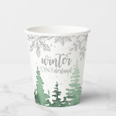 冬のオーネダーランドファースト誕生日の雪片 紙コップ (正面)