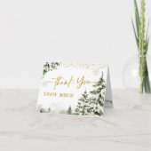 冬のオーネダーランドフォレストファースト誕生日折り畳み サンキューカード (正面)