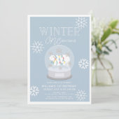 冬のオーネダーランドポーラベアブルー1歳の誕生日 招待状 (スタンド正面)