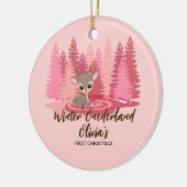 冬のオーネダーランド初めてのクリスマスディアピンクフォレスト セラミックオーナメント (左)