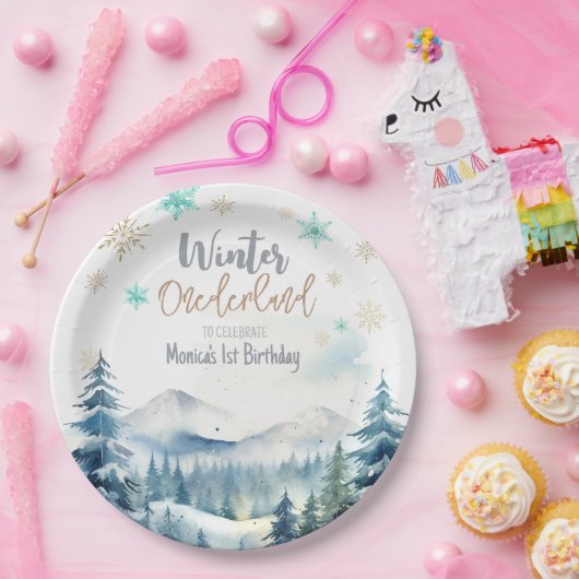 冬のオーネダーランド素晴らしい誕生日 ペーパープレート (パーティー)
