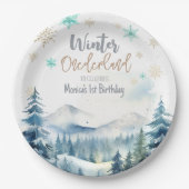 冬のオーネダーランド素晴らしい誕生日 ペーパープレート (正面)