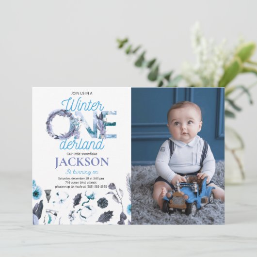 冬のオーネダーランド誕生日招待状と写真 招待状 (スタンド正面)