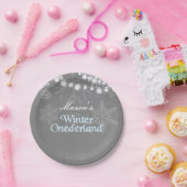 冬のオーネダーランド誕生日紙プレート雪片 ペーパープレート (パーティー)