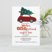 冬のオーネダーランド赤い車と双子の誕生日 招待状 (スタンド正面)