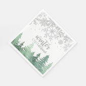 冬のオーネダーランド銀の雪の結晶と木 スタンダードランチョンナプキン (角)