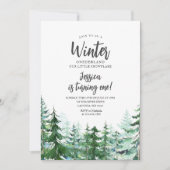 冬のオーネダーランド1歳の誕生日ウッドランドフォレスト 招待状 (正面)