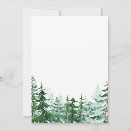 冬のオーネダーランド1歳の誕生日ウッドランドフォレスト 招待状 (裏面)