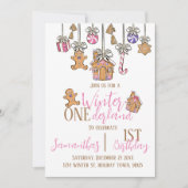 冬のオーネダーランド1歳の誕生日パーティー冬 招待状 (正面)