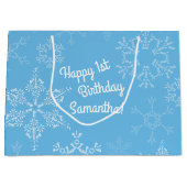 冬のオーネダーランド1st誕生日パーティー雪 ラージペーパーバッグ (正面)