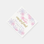 冬のオーネダーランド1st誕生日パープルピンク雪 スタンダードカクテルナプキン (角)