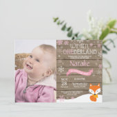 冬のオ素朴ンダーランドキツネ1歳の誕生日 招待状 (スタンド正面)