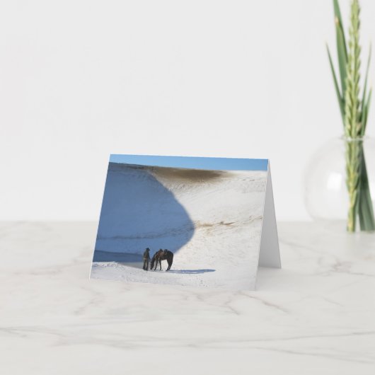 冬のカウボーイと馬 サンキューカード (正面)