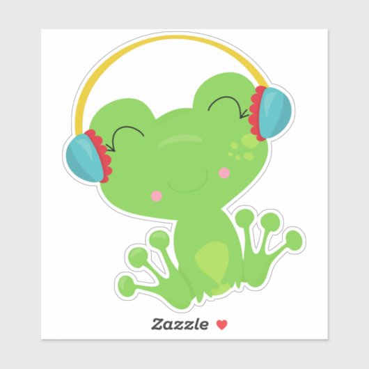 冬のカエル，かわいいカエル，緑のカエル，イヤーマフ シール (シート)