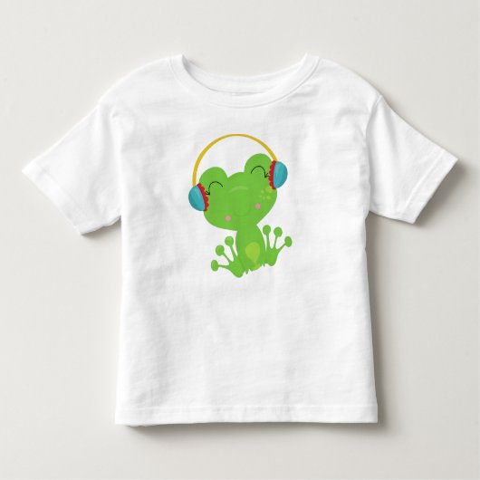 冬のカエル,かわいいカエル,緑のカエル,イヤーマフ トドラーTシャツ (正面)