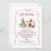 冬のカクテルの手すてき描きパーティーを手に入れよう 招待状 (正面/裏面)