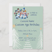 冬のカスタム誕生日パーティーハッピー踊り雪だるま 招待状 (裏面)